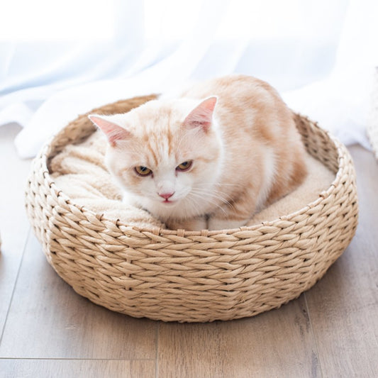 Cozy Nest Handwoven Luxury Cat Bed for Indoor Cats