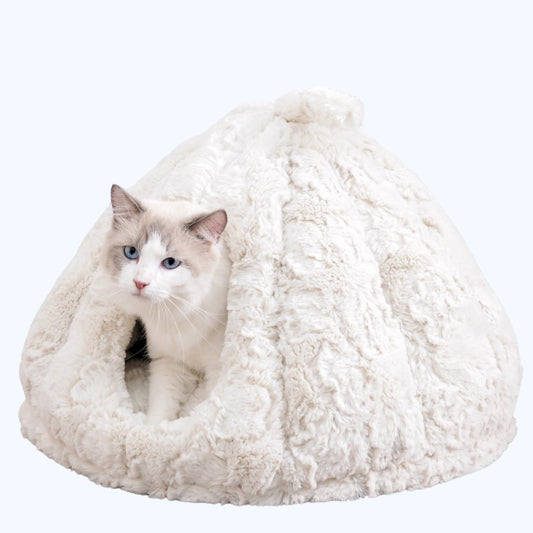 Rose Hut Luxury Enclosed Cat Bed for Indoor Cats