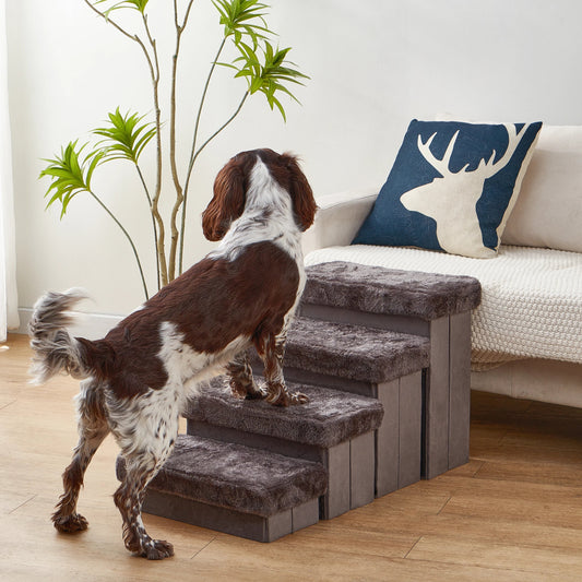Charcoal Adjustable Pet Stairs with Storage