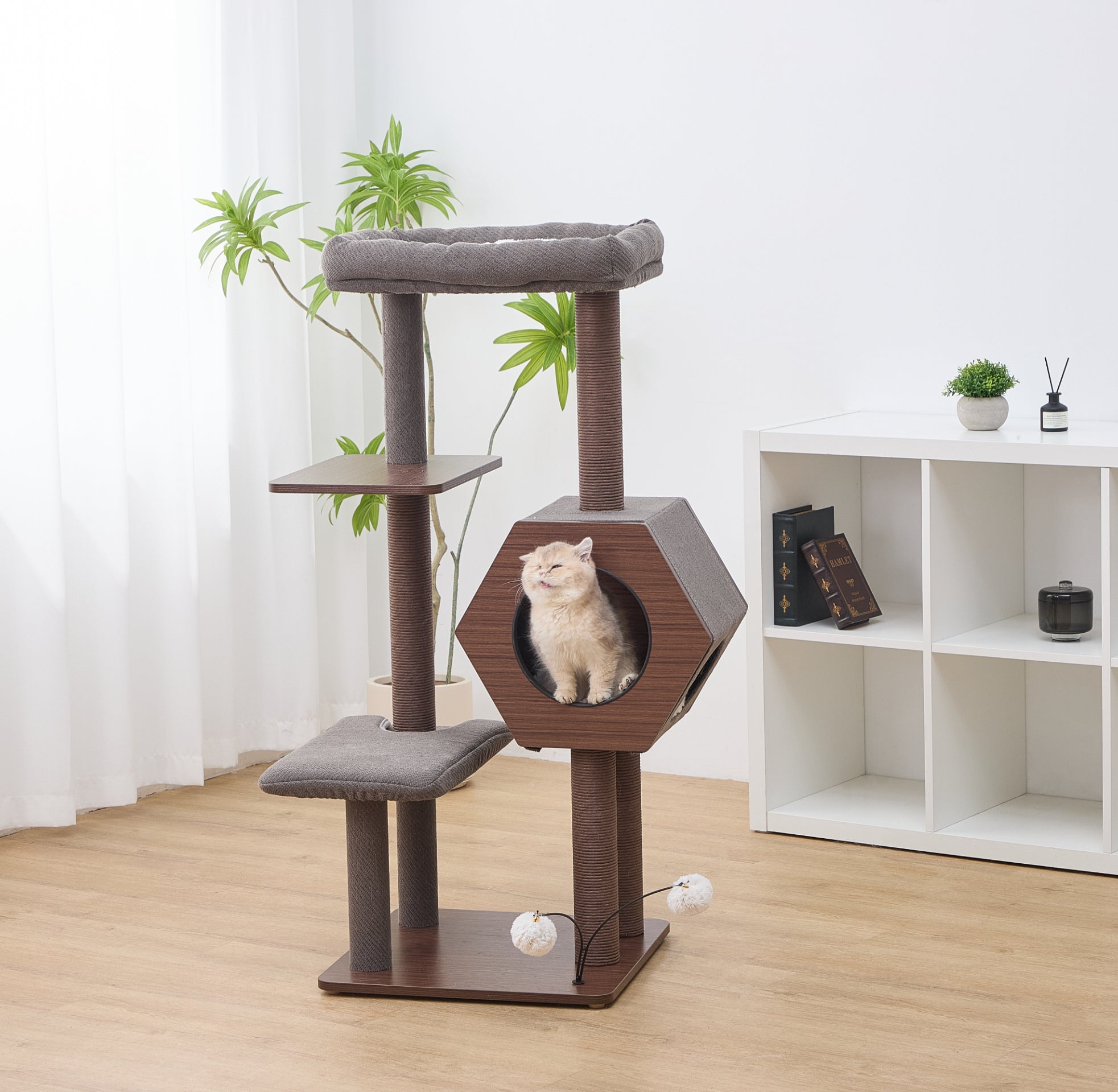 Wagon 2 Modern Cat Tree and Scratcher for Indoor Cats