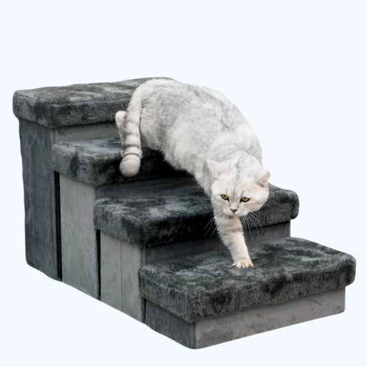 Charcoal Adjustable Pet Stairs with Storage