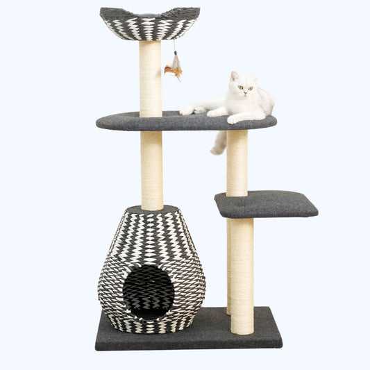 Ace Handwoven Large Cat Tree and Scratcher for Indoor Cats