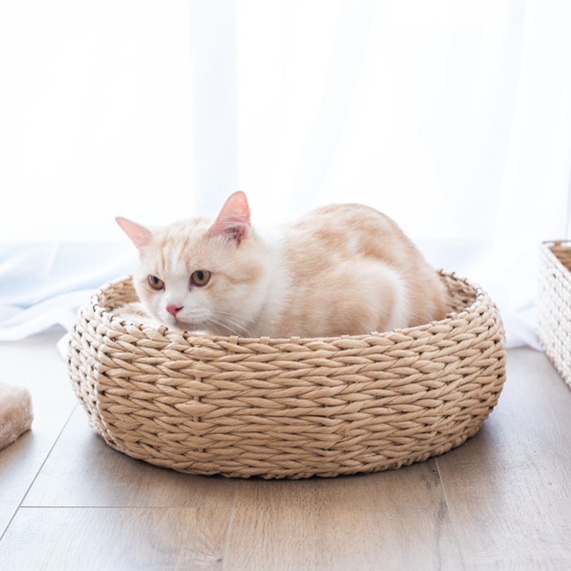 Cozy Nest Handwoven Luxury Cat Bed for Indoor Cats