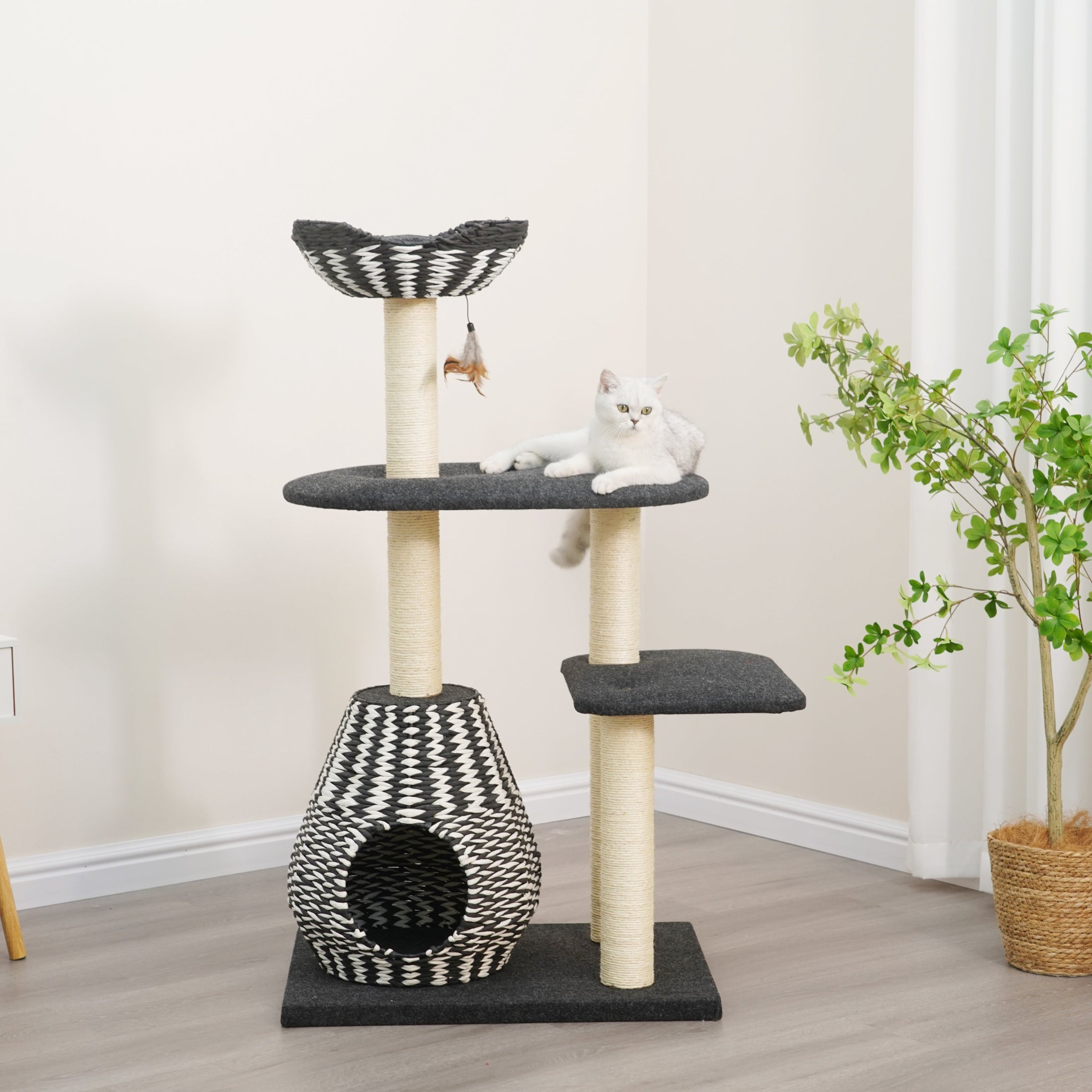 Ace Handwoven Large Cat Tree and Scratcher for Indoor Cats
