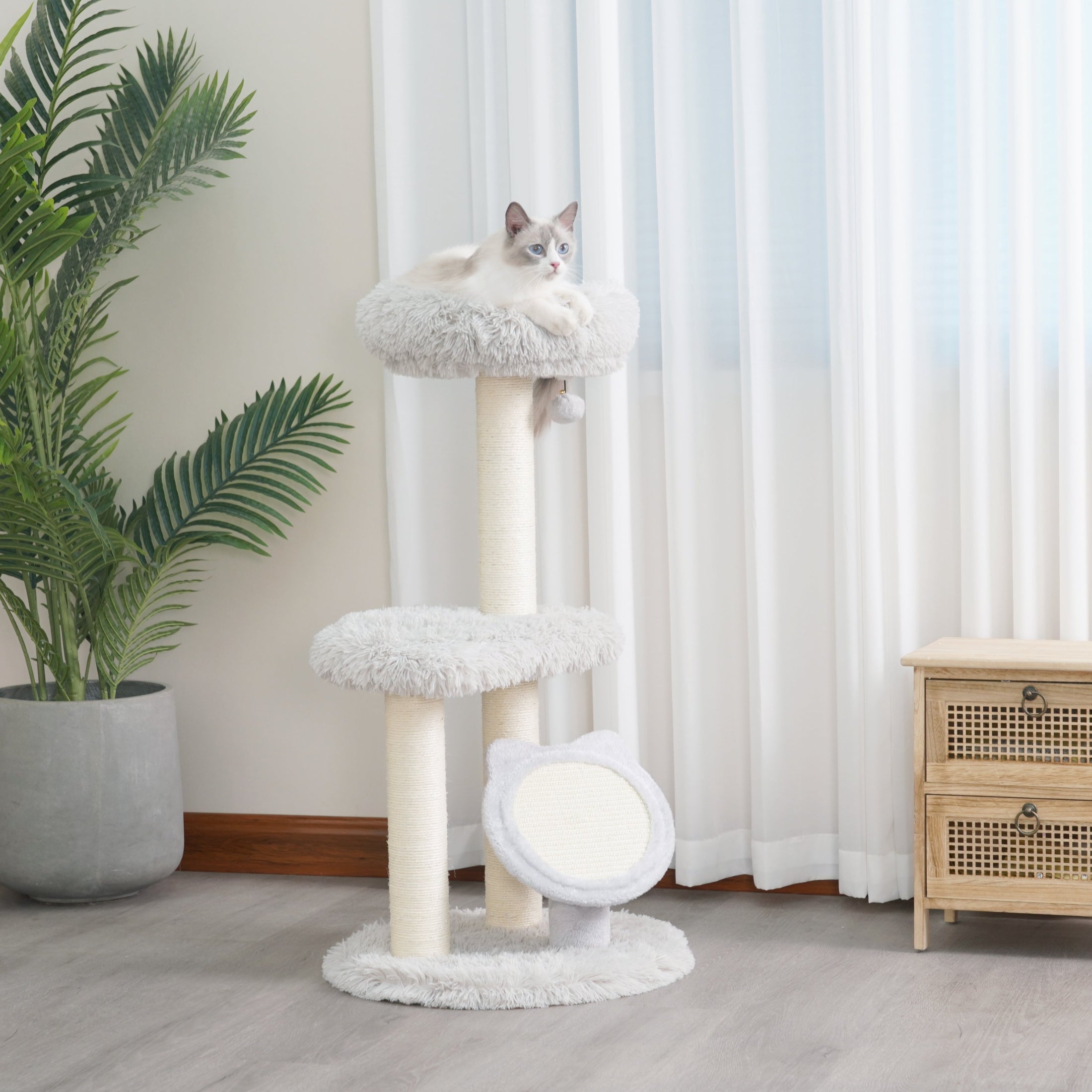 Rockview 2 Level Modern Cat Tree and Scratcher for Indoor Cats