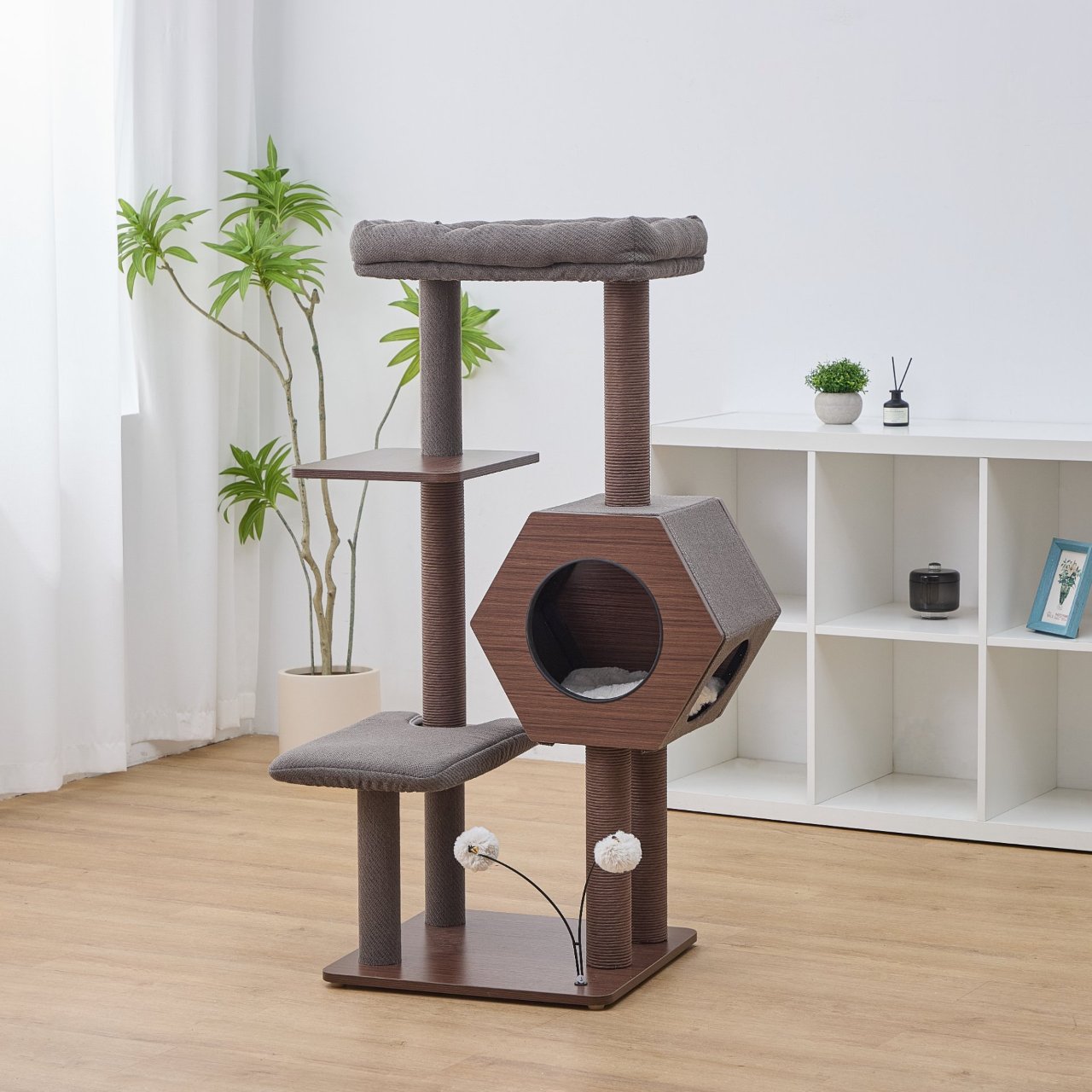 Wagon 2 Modern Cat Tree and Scratcher for Indoor Cats