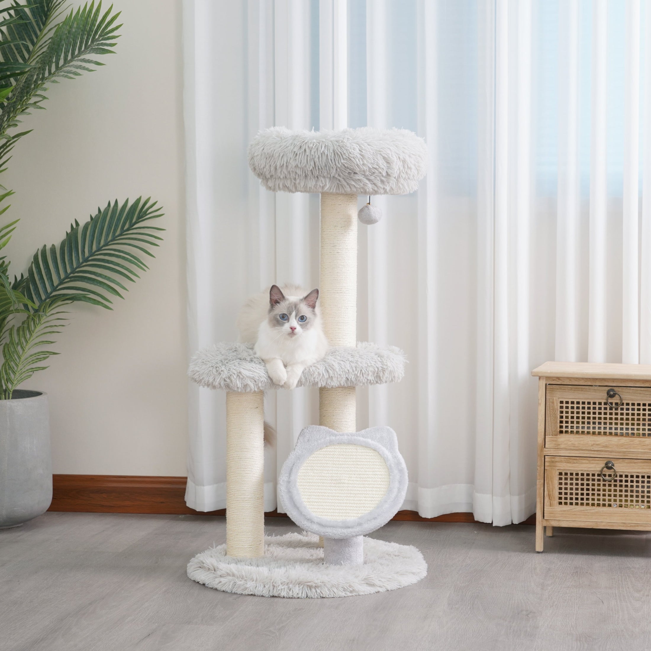 Rockview 2 Level Modern Cat Tree and Scratcher for Indoor Cats