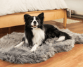 Load image into Gallery viewer, PupRug Faux Fur Orthopedic Dog Bed - Curve Charcoal Grey
