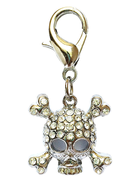 Rhinestone Skully Pirate Dog Collar Charm