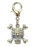 Rhinestone Skully Pirate Dog Collar Charm