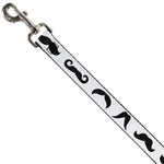 Dog Leash - Mustaches Straight White/Black