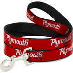Dog Leash - PLYMOUTH Text Logo Red/White