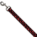 Dog Leash - Hearts Scattered Black/Red
