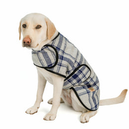 Gray and Blue Plaid Dog Blanket Coat