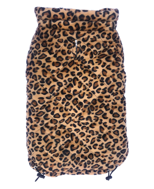Coco Puffer Diamond Quilted Coat, Leopard Velvet 
