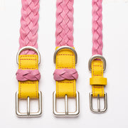Braided Dog Collar Pink/Yellow