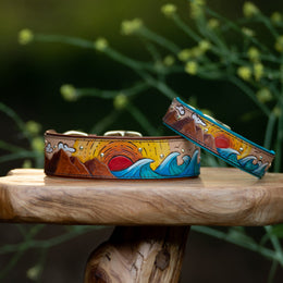 Mountain and Waves Dog Collar 