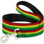 Dog Leash - Rasta Stripes Painted Green/Yellow/Red