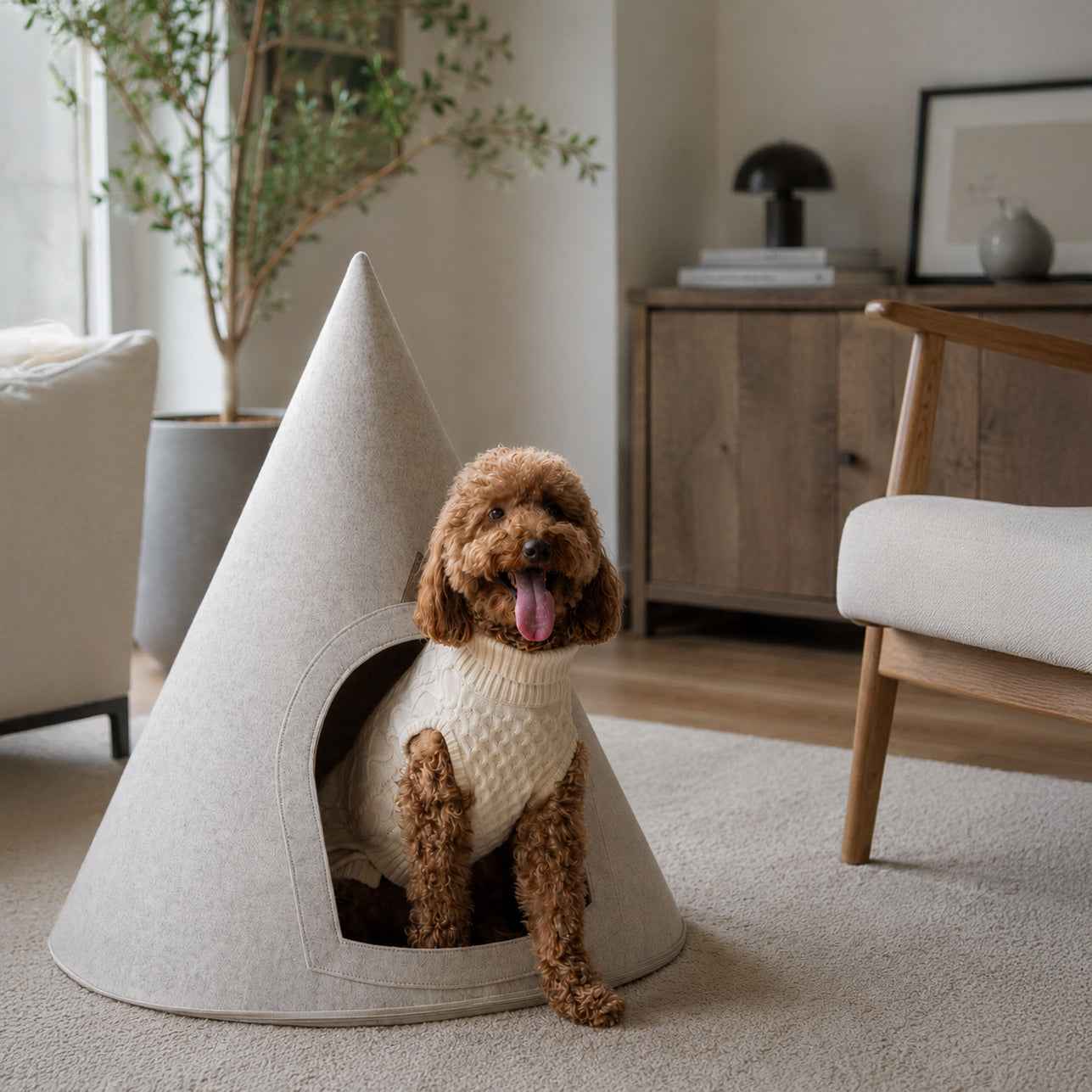 Nooee Pet Cave Molly (XL) – Cream/Brown