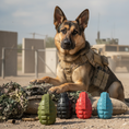 Load image into Gallery viewer, Grenade Shaped eDispenser Durable Dog Chew Toy & Treat Dispenser - Red & Blue
