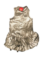 Crushing on YOU Metallic Velvet Dog Dress, Silver 