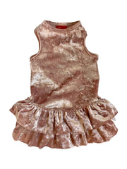 Crushing on YOU Metallic Velvet Dog Dress, Blush 