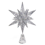 Kurt Adler 15.5-Inch Silver Glitter Wire 3D Star Treetop