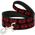 Dog Leash - BD Skulls w/Wings Black/Red