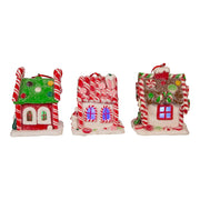 Kurt Adler 3.5-Inch Battery-Operated Gingerbread LED Candy House, 3 Piece Set