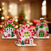 Kurt Adler 3.5-Inch Battery-Operated Gingerbread LED Candy House, 3 Piece Set