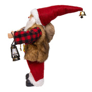 Kurt Adler 12-Inch Standing Christmas Santa with Plaid Shirt, Sack and Lantern