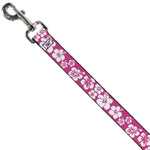 Dog Leash - Hibiscus Neon Pink/White