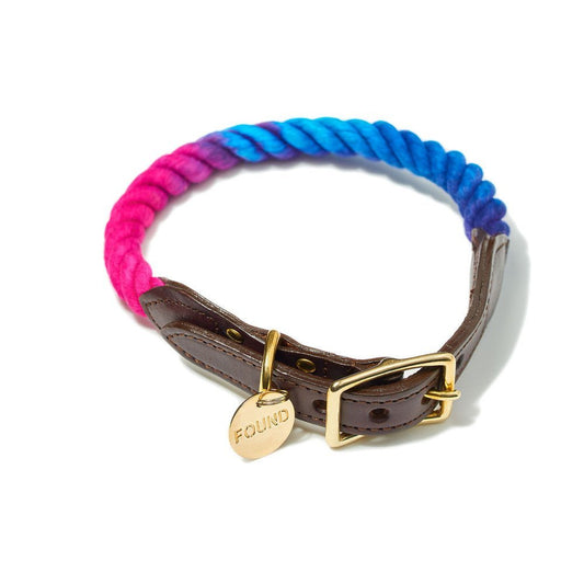 Dog Collars Premium Dark Multi Ombre Cotton Rope Cat & Dog Collar