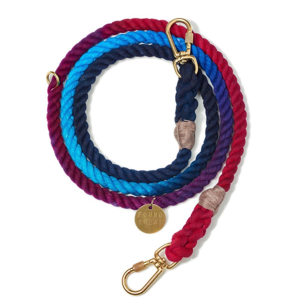 Shop Leashes Premium Dark Multi Ombre Cotton Rope Dog Leash by Found My Animal | Adjustable & Handcrafted
