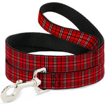Dog Leash - Plaid Red