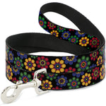 Dog Leash - Psychedelic Daisies Black/Multi Color