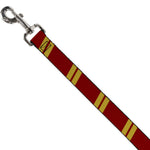 Dog Leash - Hash Mark Stripe Double Maroon/Gold