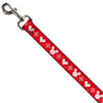 Dog Leash - Disney Holiday Mickey Mouse Heart Sweater Stitch Red/White