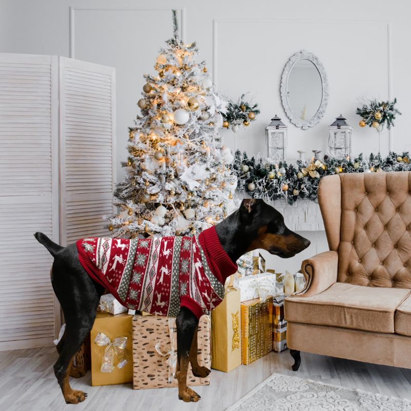 Christmas Deer Print Big Dog Sweater - Southlake Paws