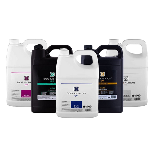 Five Bestselling Shampoos Bundle Gallon by Dog Fashion Spa professional dog grooming tool Southlake Paws