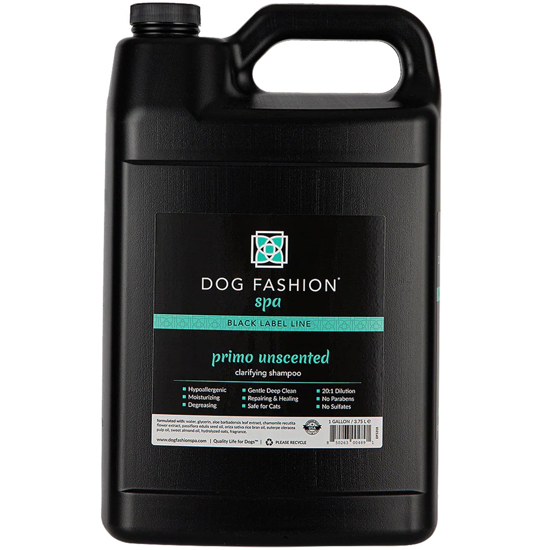 Fragrance-Free Primo Clarifying Shampoo Gallon by Dog Fashion Spa professional dog grooming tool Southlake Paws