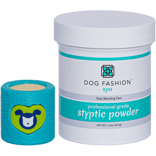 Styptic Powder with Free Holder Cyan by Dog Fashion Spa professional dog grooming tool Southlake Paws