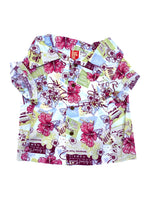 Camp shirt, Blue postcard; wish you were here shirt with wood buttons