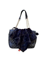 Carrier Square Blanket, Embroidered Roses, Black