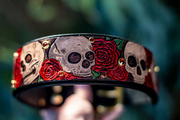Skull and Roses Dog Collar 