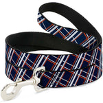 Dog Leash - Plaid X2 Navy/White/Orange