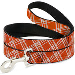 Dog Leash - Plaid X4 Oranges/White