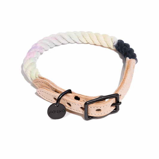 Dusk Ombre Cotton Rope Cat & Dog Collar – Matte Black Hardware