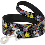 Dog Leash - Rainbow Cloud Stars Black
