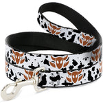 Dog Leash - Toy Story Woody Bounding Cowboy Cow Print White/Black/Brown